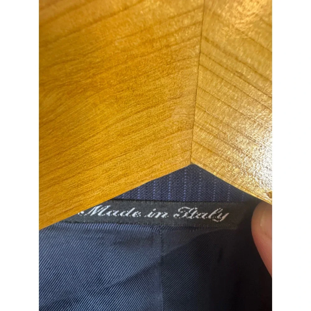 Canali Mens Navy Blue Pinstripe Pure Wool Blazer Jacket Made in Italy Men 42